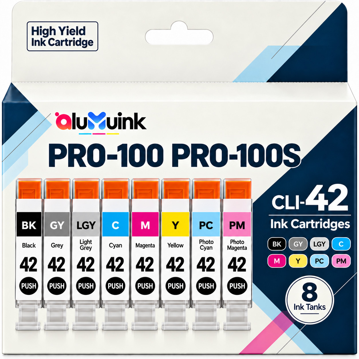CLI-42 Ink Cartridge for PIXMA PRO-100 PIXMA PRO-100S B/C/M/Y/PC/PM/G/LG