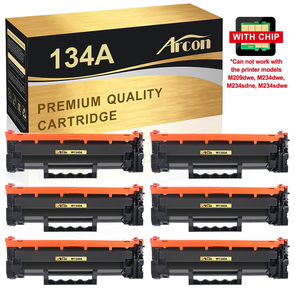 6PK Compatible Toner Cartridge with Chip for HP 134A W1340A M209dw M234dw