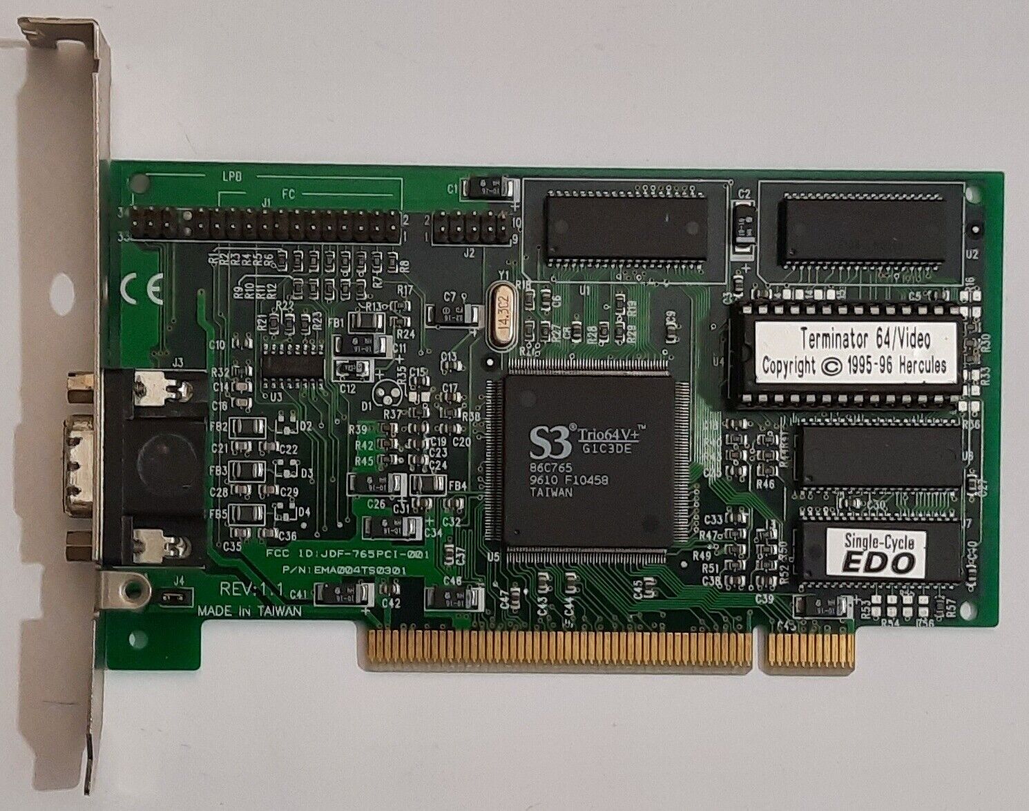Hercules Terminator 64/Video PCI Graphics Card (S3 Trio64V+, Retro, 2MB, 1996)