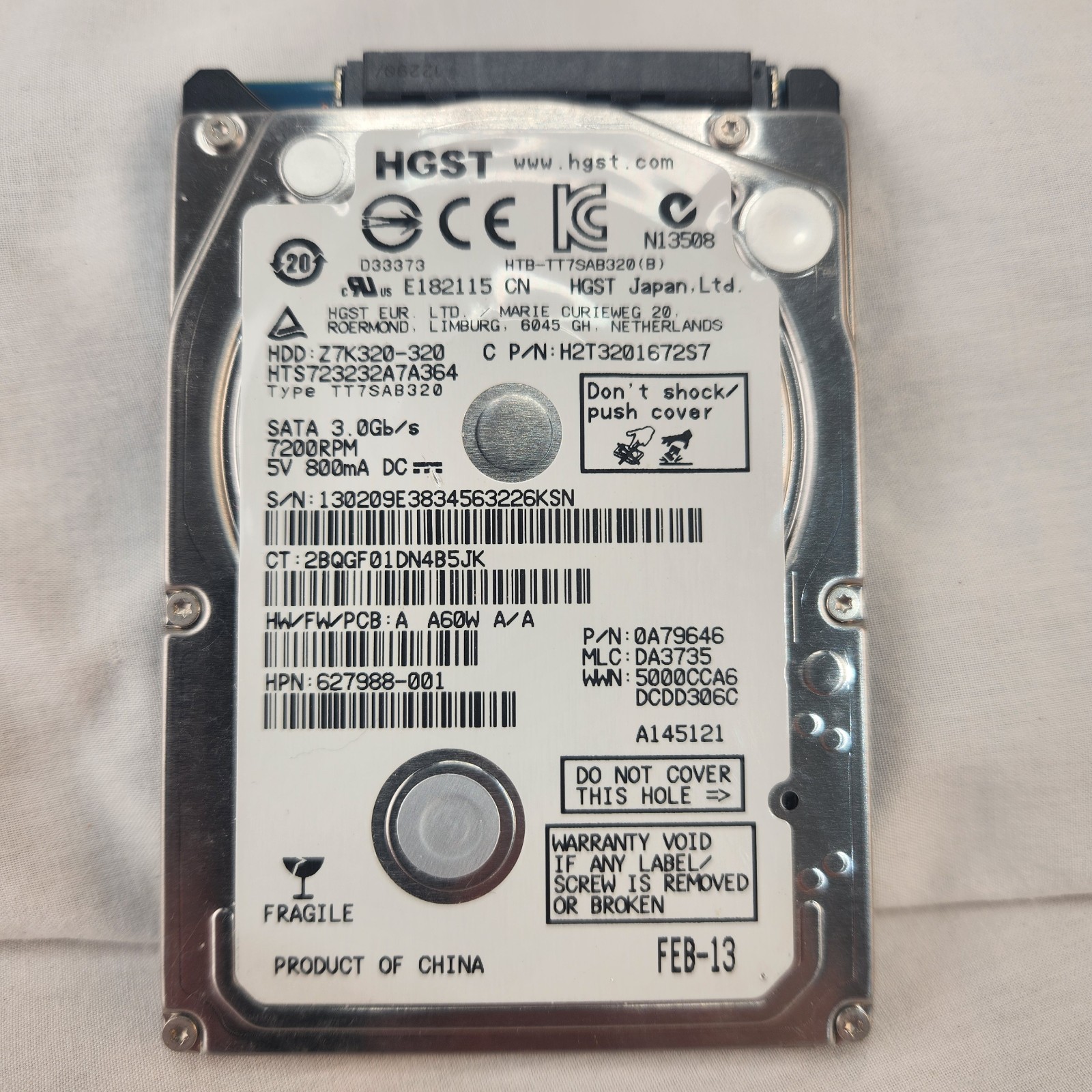 HITACHI HGST HDD 320GB Z7K320-320 7200 RPM 2.5" SATA II Laptop Hard Drive