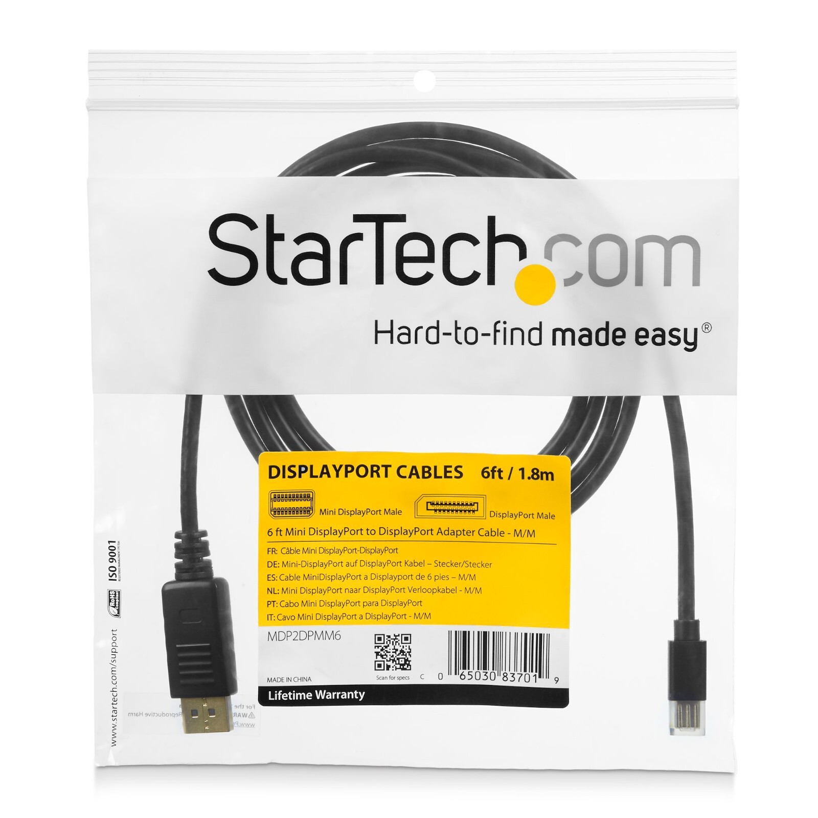 NEW StarTech.com 6FT Mini DisplayPort to Display Port DP Adapter Cable MDP2DPMM6