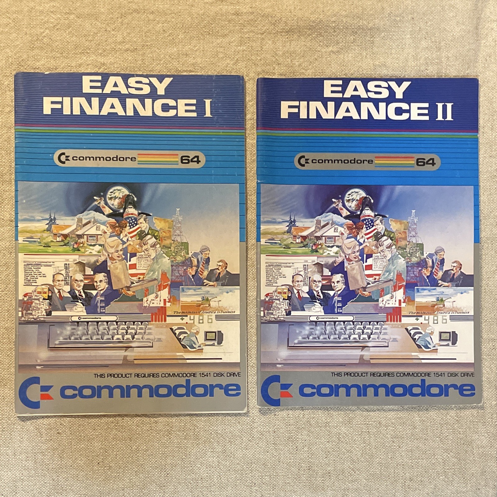 Commodore 64 Easy Finance I & II Book Manuals/Booklets Set of 2