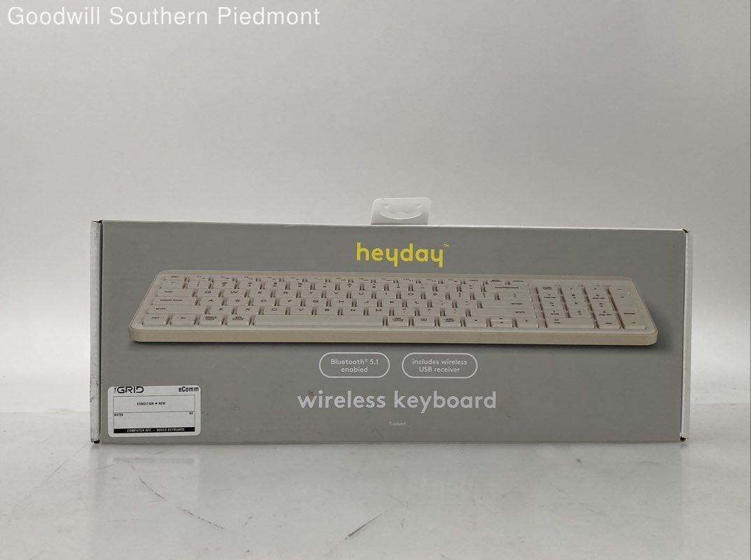 heyday Stone White Bluetooth Wireless Keyboard with Numpad - New