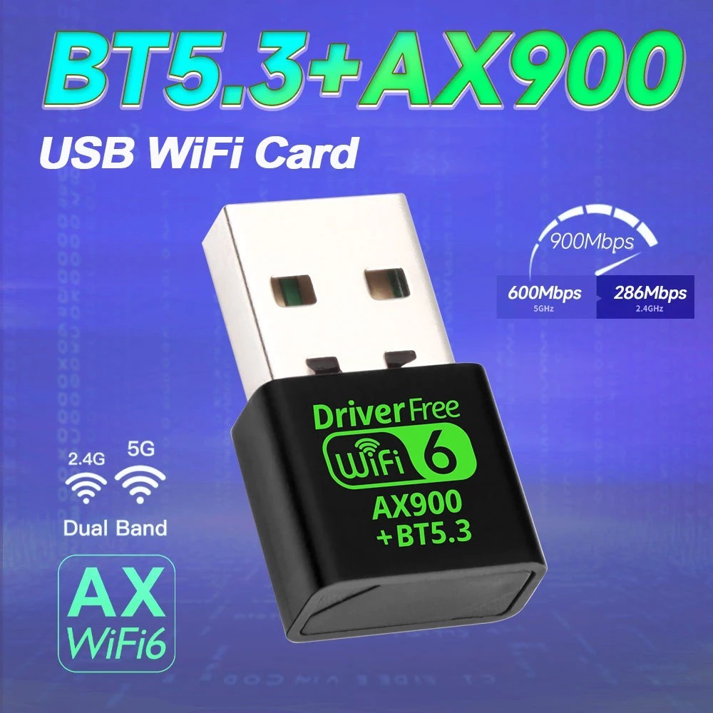 WIFI 6 Mini USB Bluetooth Adapter Dongle Dual Band for Windows PC 11/10 US