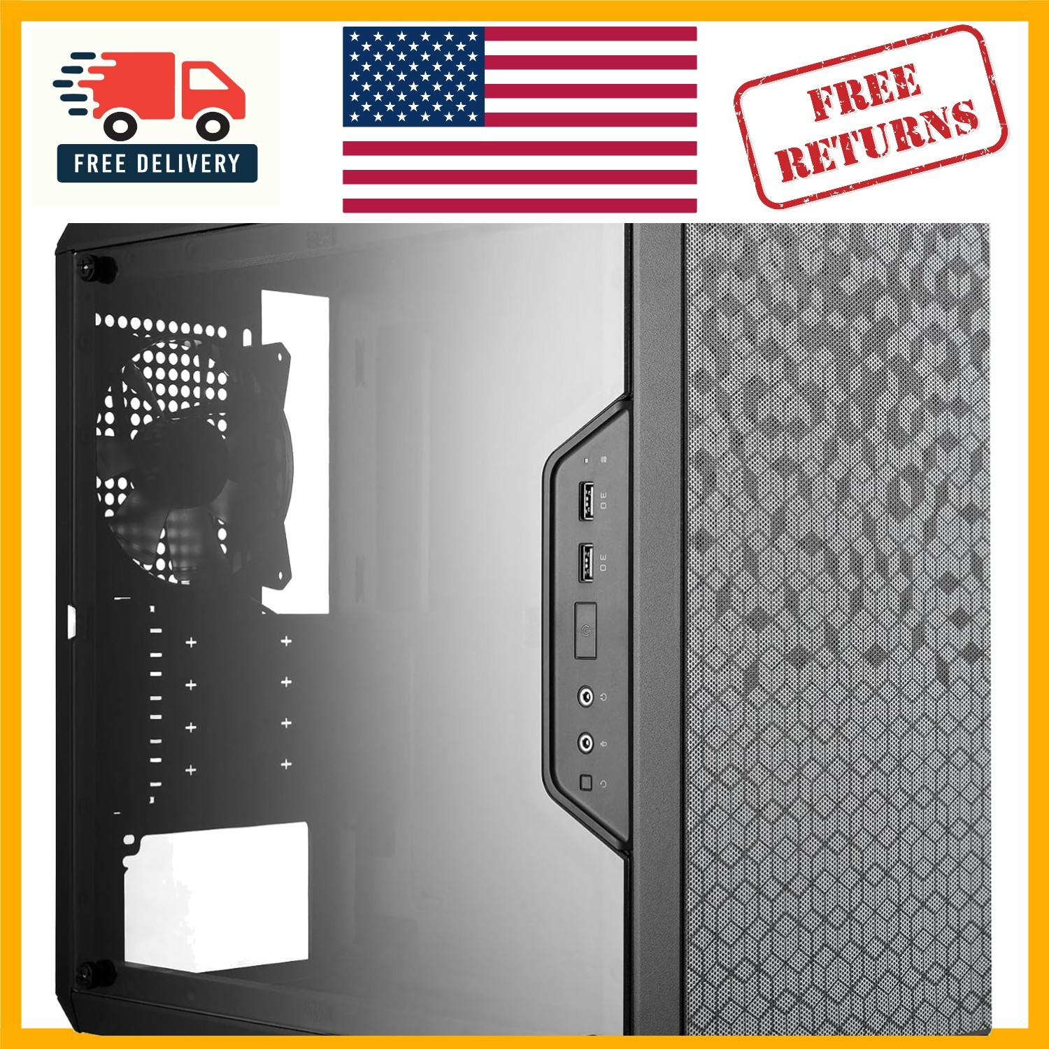 High Airflow Micro-ATX Case with Transparent Panel & Modular I/O Design