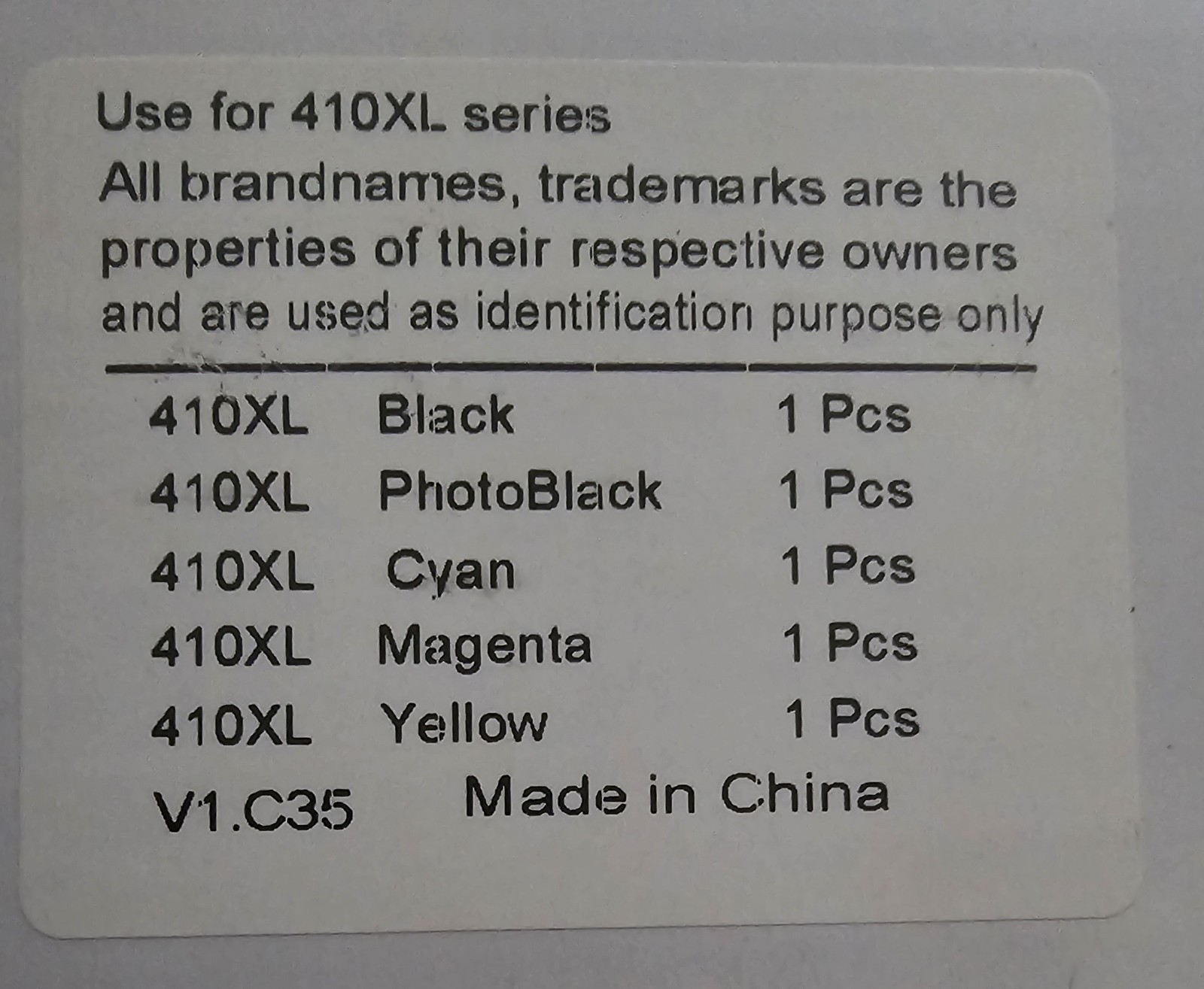 5 410XL Ink Cartridges Compatible With 410XL