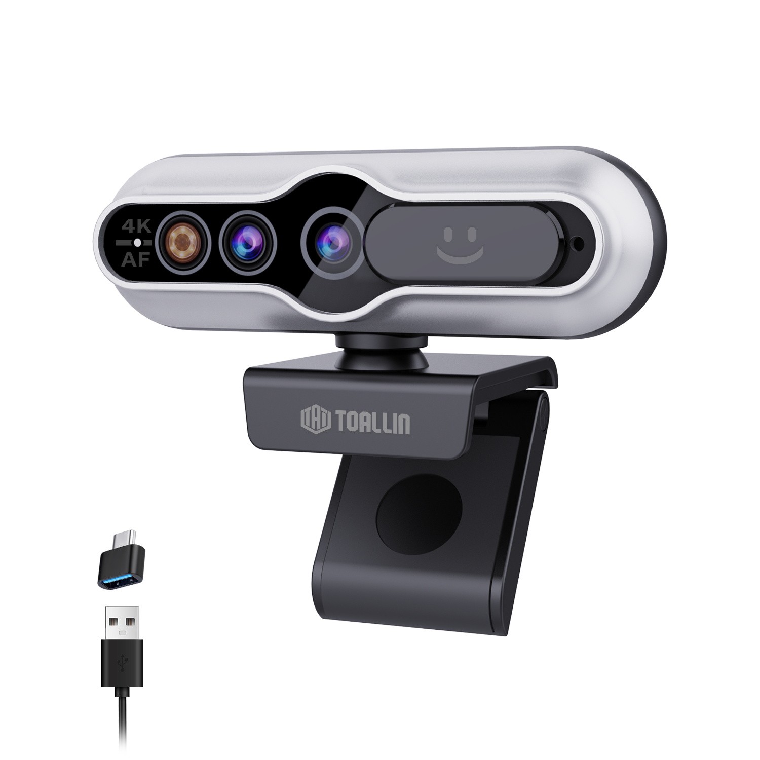 TOALLIN 4K Autofocus Webcam Windows Hello Camera w/ Privacy Shutter Built-in Mic