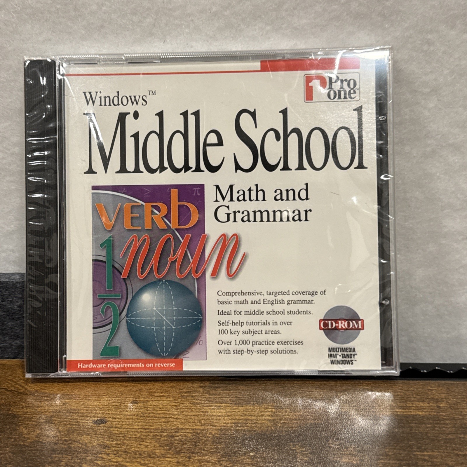 Middle School Math and Grammar (CD-ROM, Windows, Pro One) SEALED