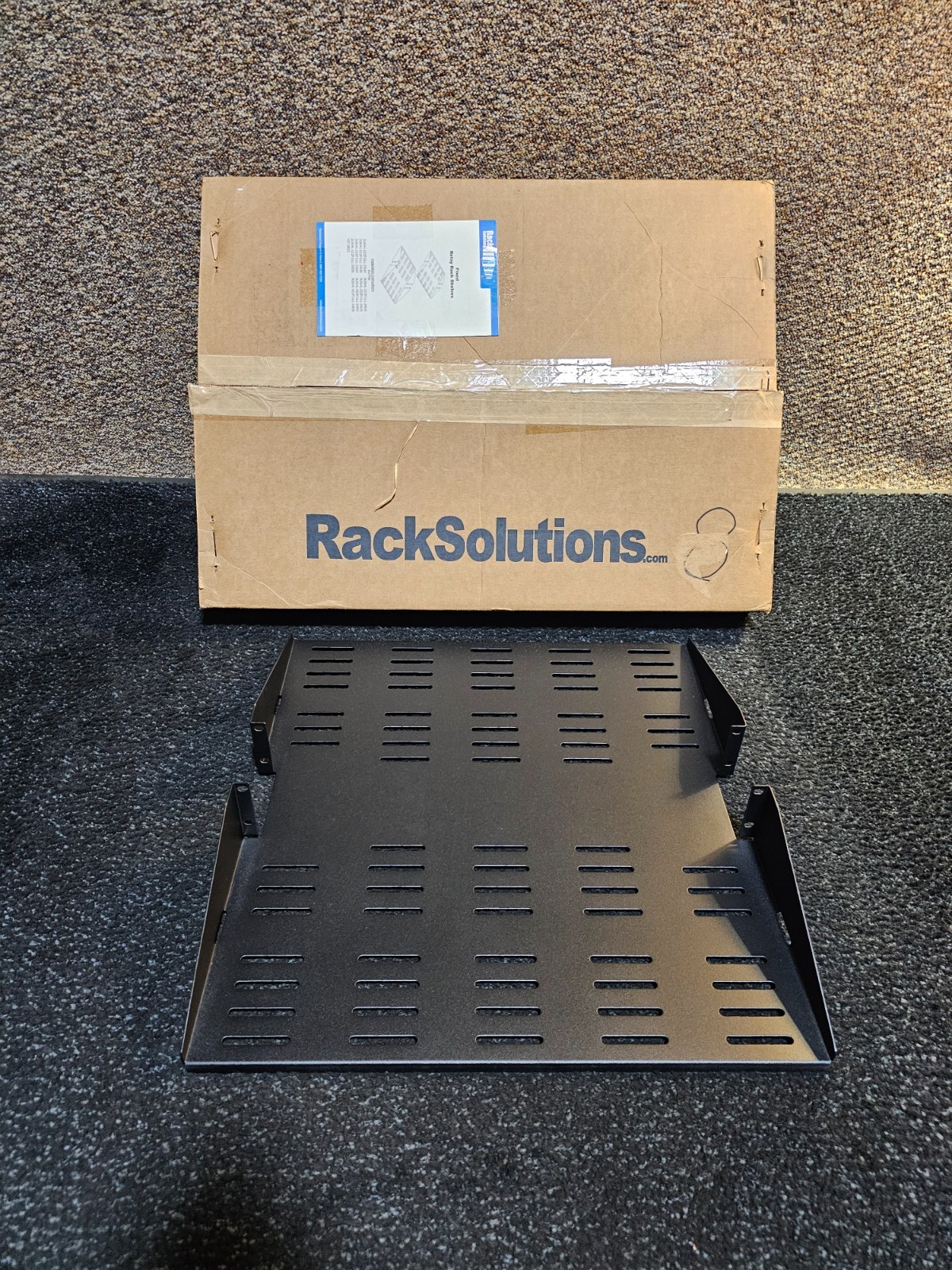 Rack Solutions 2U 18" x 25" 2Post Center Mount Relay Rack Shelf Vented, Black