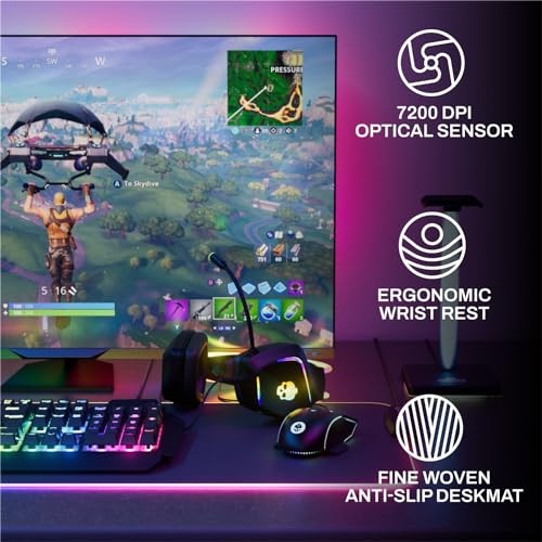 6-PC Wired RGB Mechanical Keyboard, Mouse & Pad, Headset w/Stand Light
