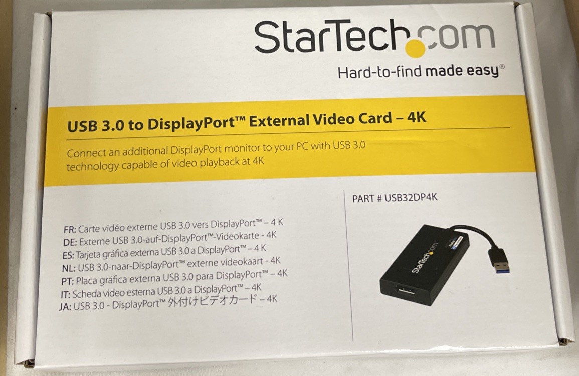 StarTech USB32DP4K USB 3.0 to DisplayPort (4K)  External Video Card Adapter