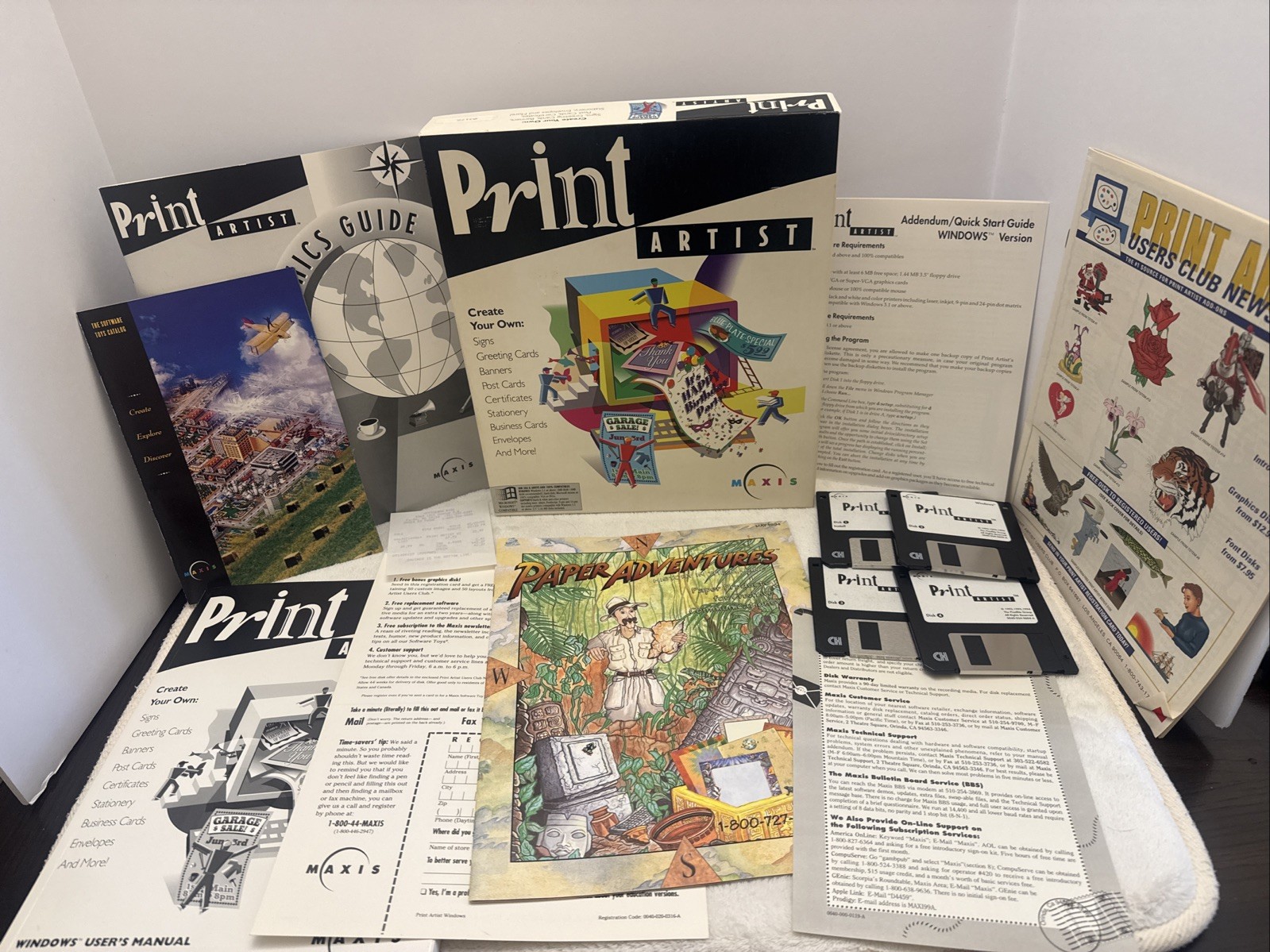 1994 Maxis Print Artist Complete W/ Paperwork Create Signs Cards And More