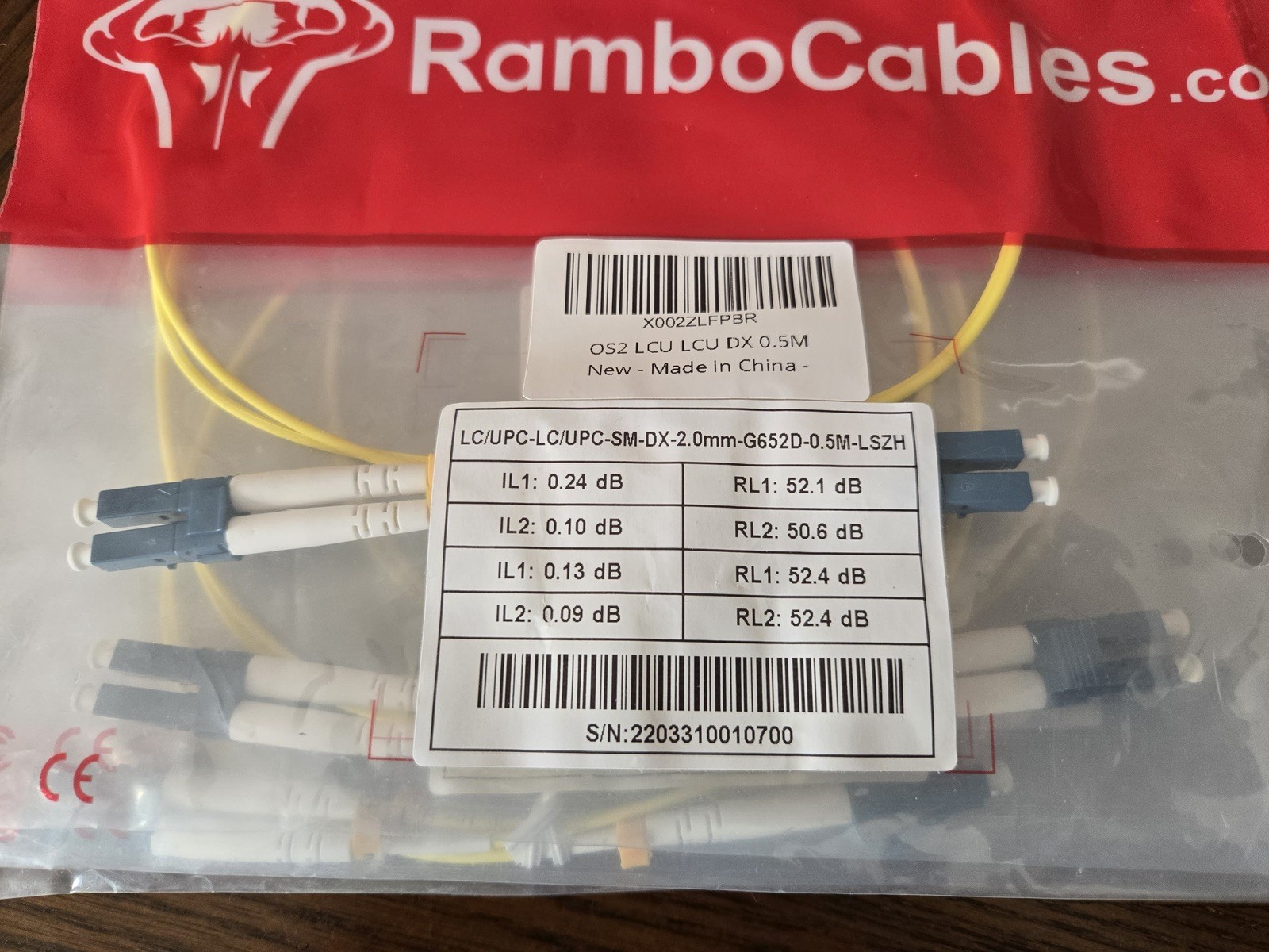 OS2 LCU-LCU SM DX 0.5M LSZH  Fiber Optic Patch Cables