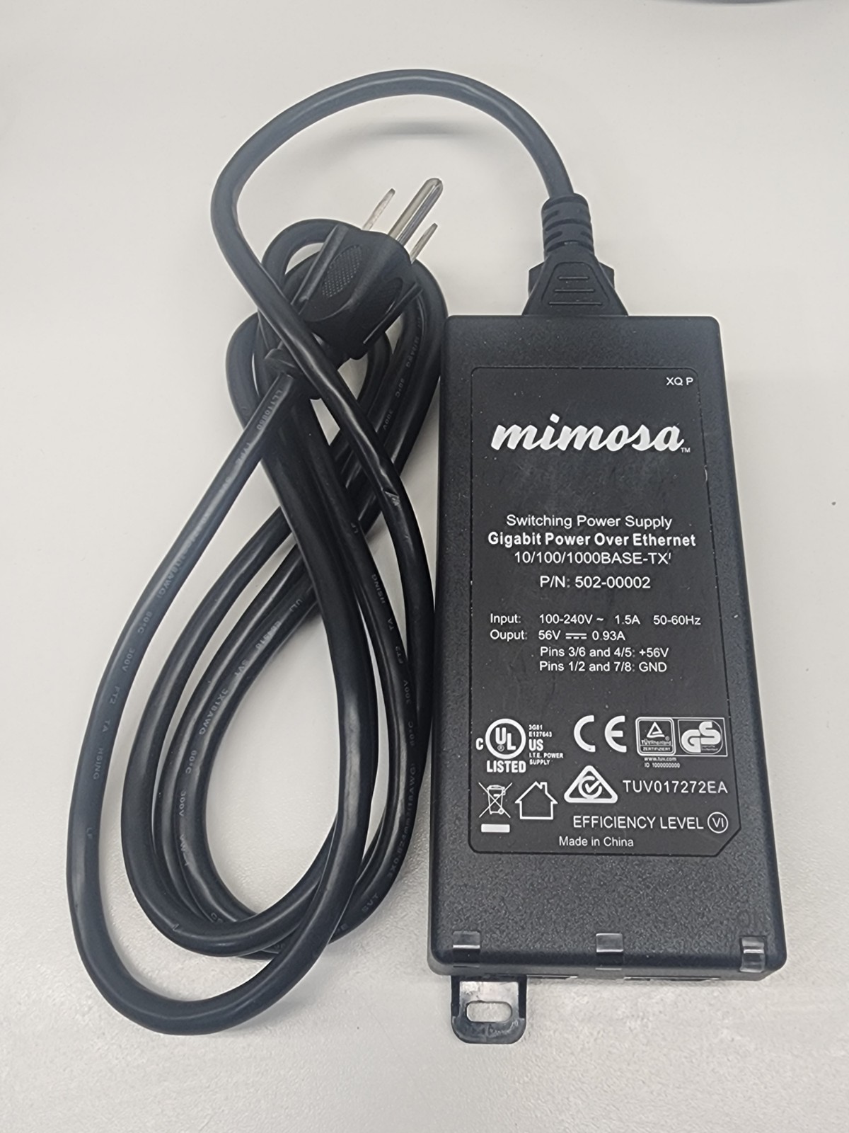 Mimosa Networks Gigabit Passive POE 56v Injector Power Supply