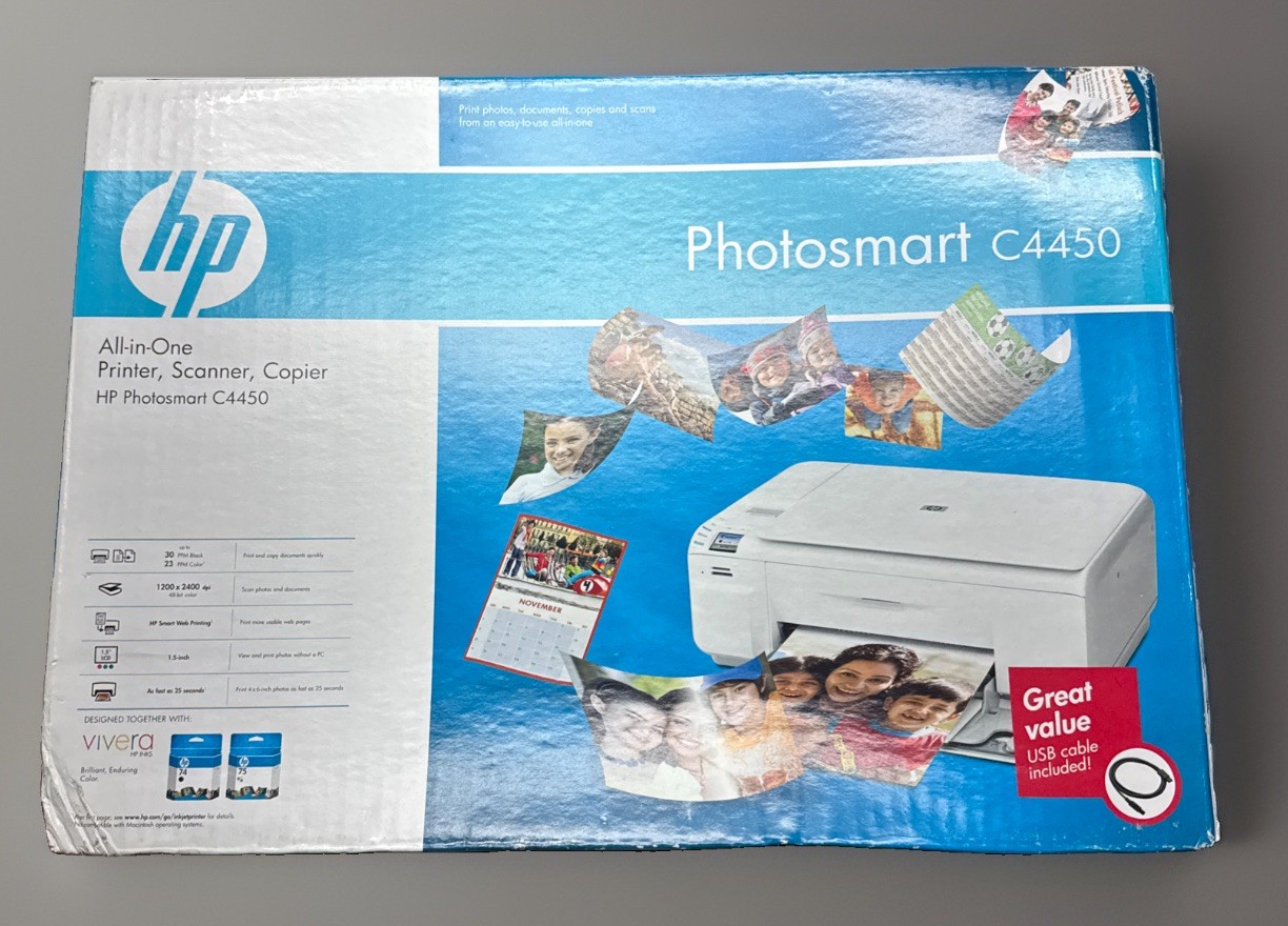 HP Photosmart C4450 All In One Printer Scanner Copier NEW IN SEALED BOX NEW A++