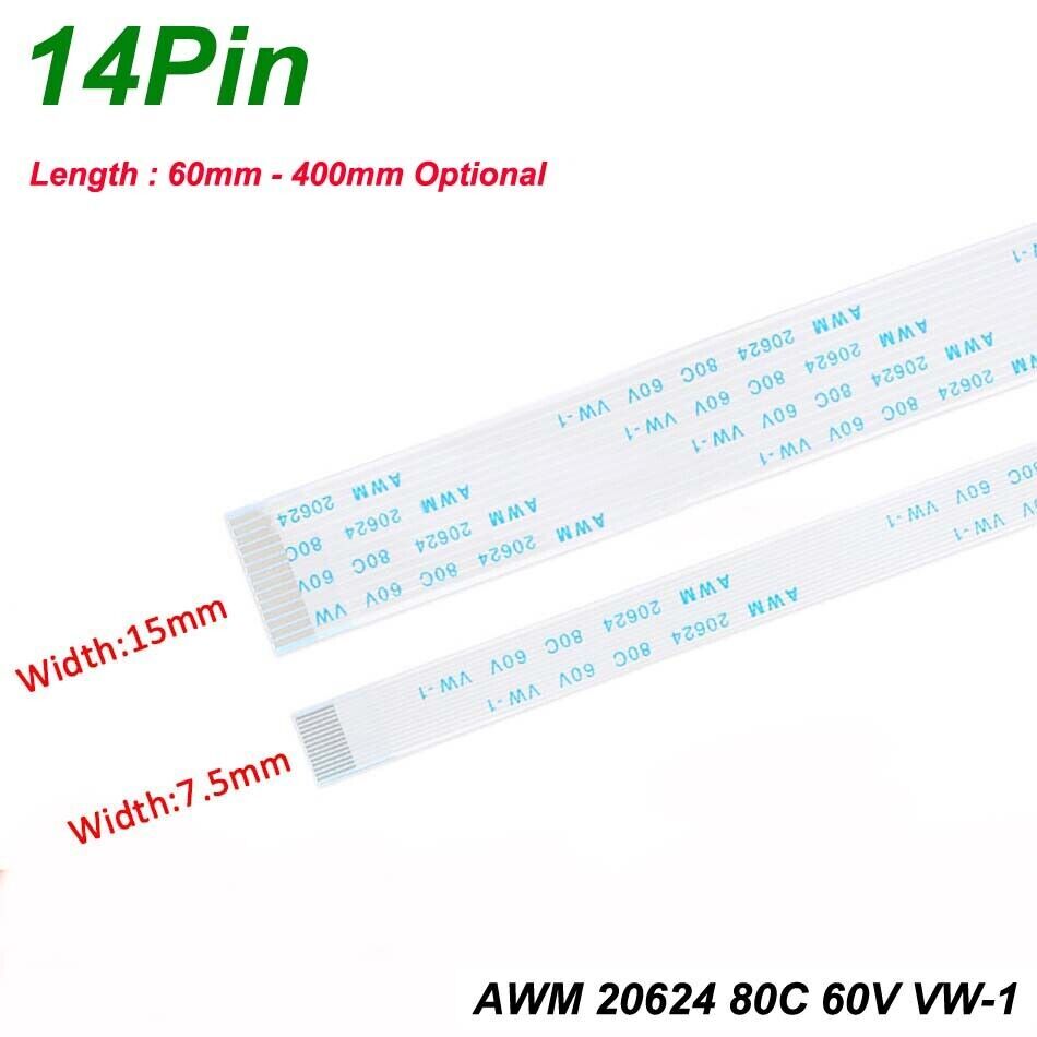 14Pin FFC Flexible Ribbon Cable Flat Wires Pitch 0.5/1mm PCB Board Transmission