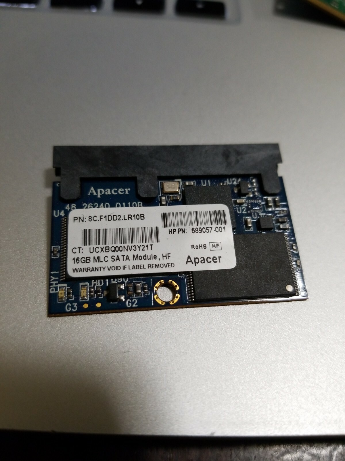 HP Apacer 16GB MLC SATA Module, HF 8C.F1DD2.LR10B PN 689057-001 