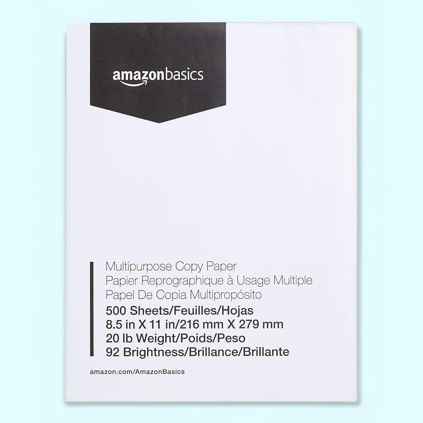 Amazon Basics Multipurpose Copy Printer Paper 8.5 x 11 White 20 lb 92 Bright