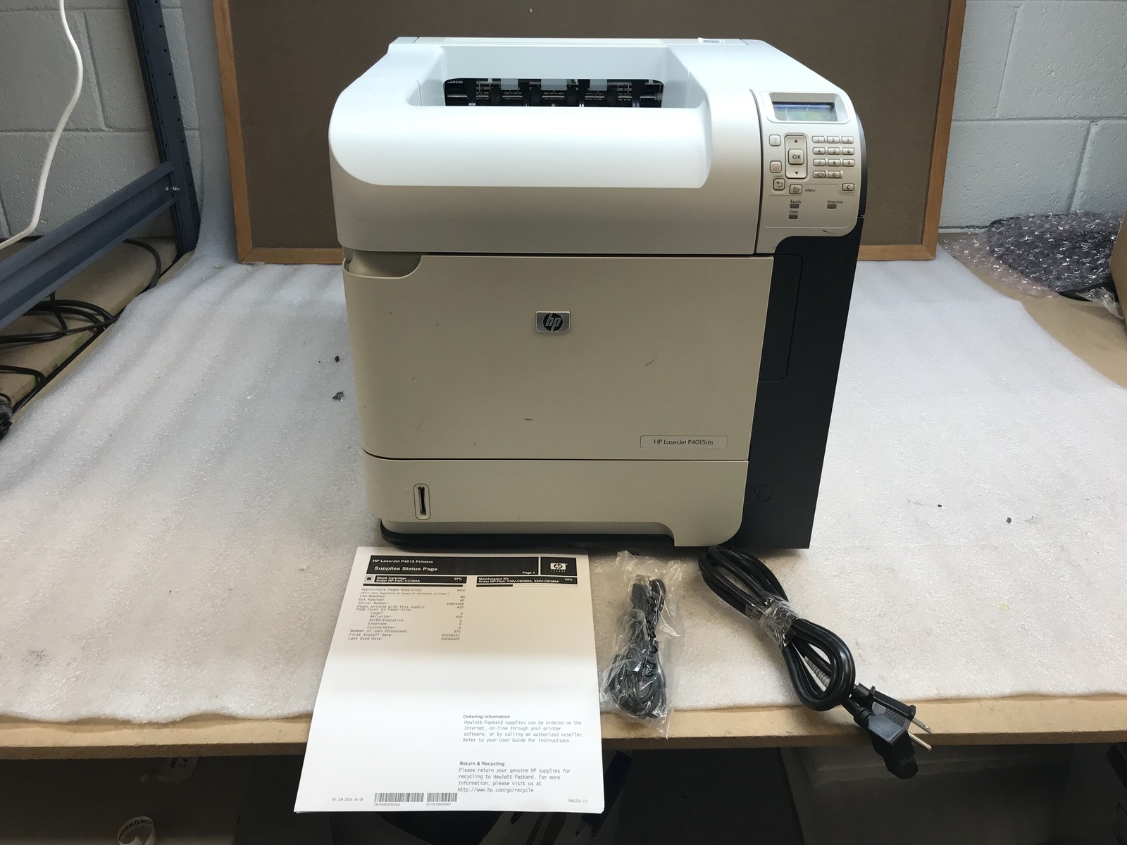 HP LaserJet P4015dn Mono Workgroup Laser Printer 144K Pg Ct 97% Toner Included