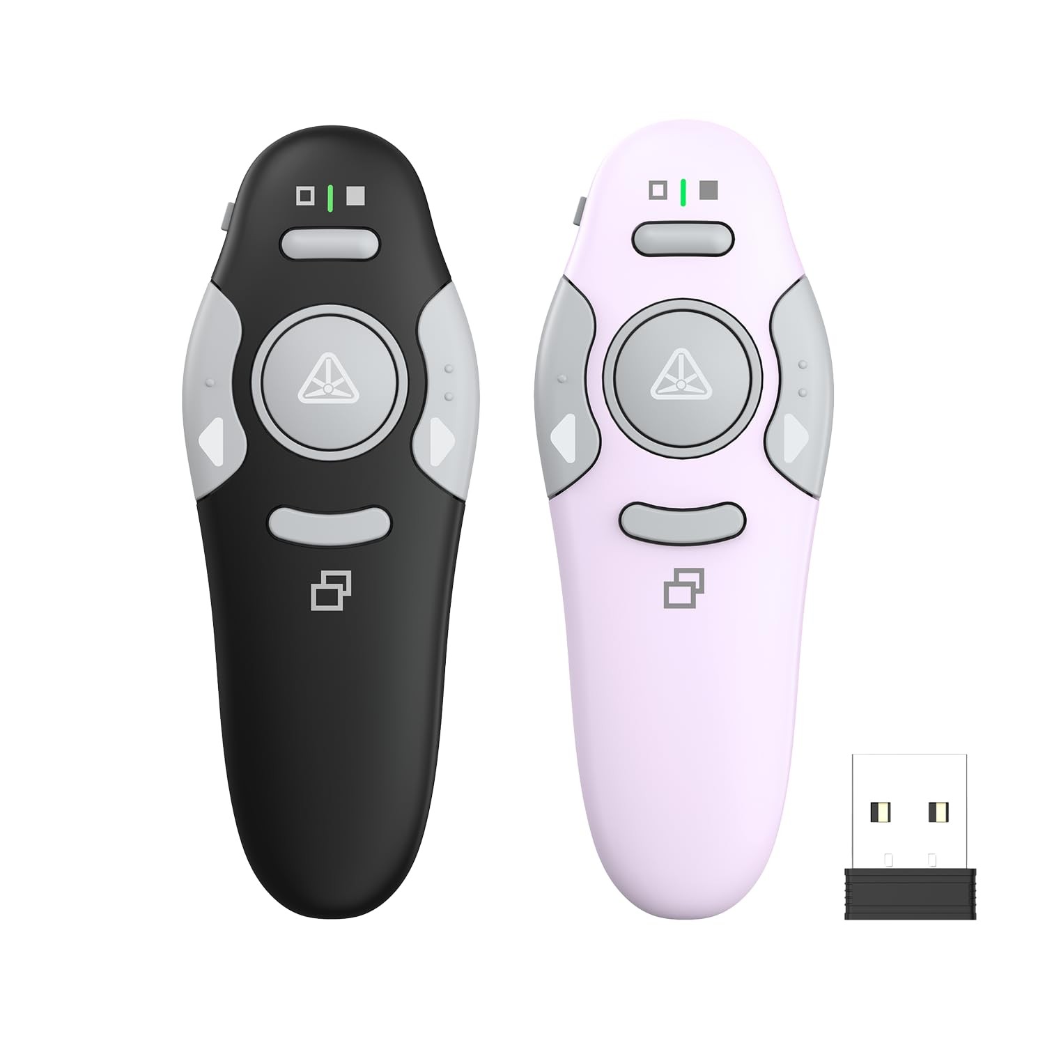 2 Pack Wireless Presentation Clicker Remote,USB Black Purple