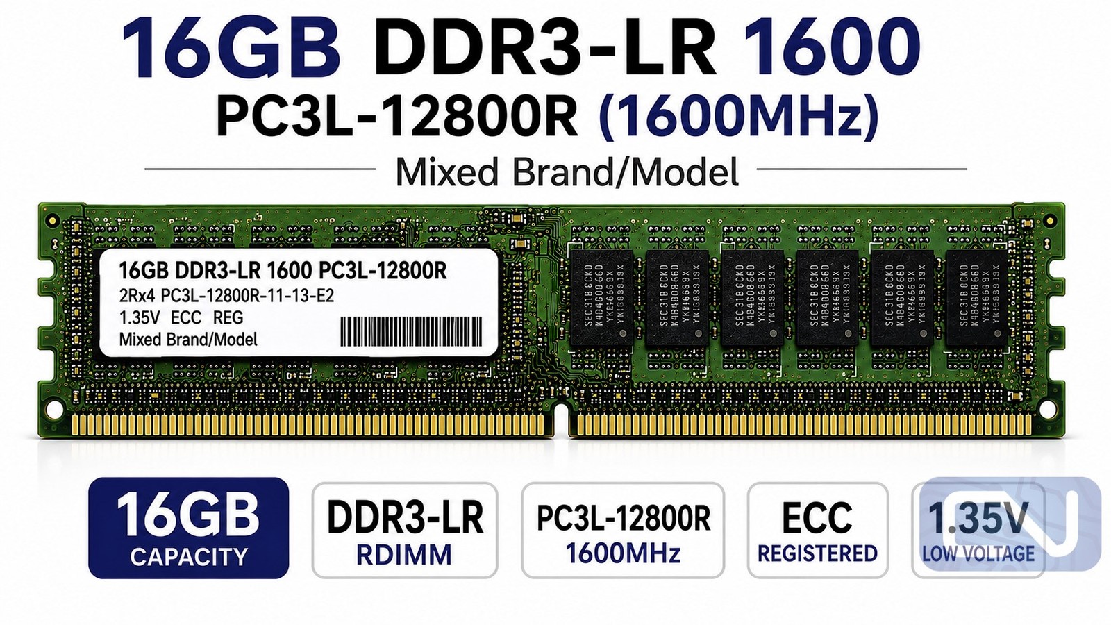 16GB PC3L-12800L DDR3L 1600MHz ECC LR-DIMM Load Reduced Server RAM -Mixed Brands
