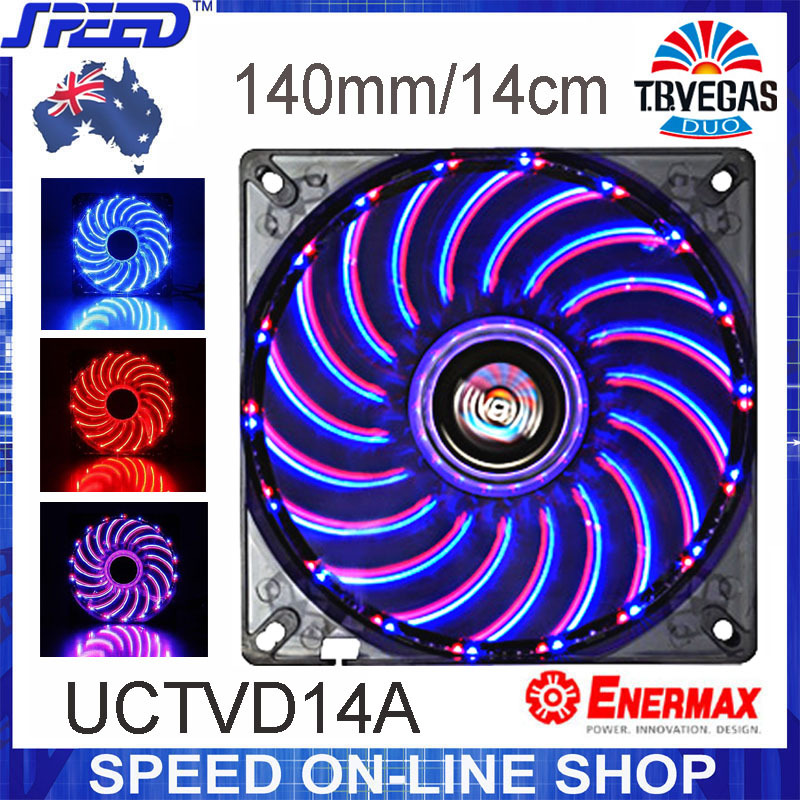 Enermax UCTVD14A 140mm T.B.VEGAS Blue/Red Combo LEDs 15dBA 100K Hrs Cooling Fan