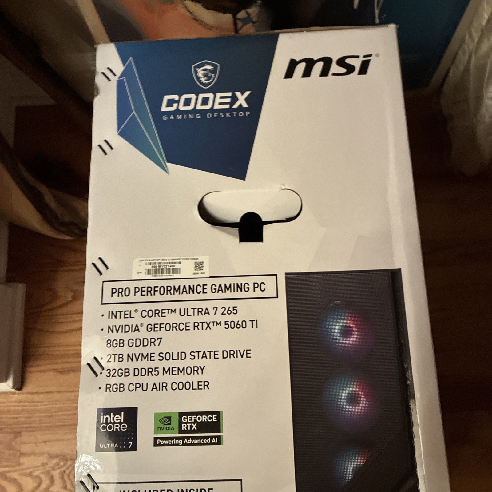 MSI Codex R2 AI Gaming Desktop Ultra 7 265 16GB 2TB SSD RTX 5060 Ti Clean