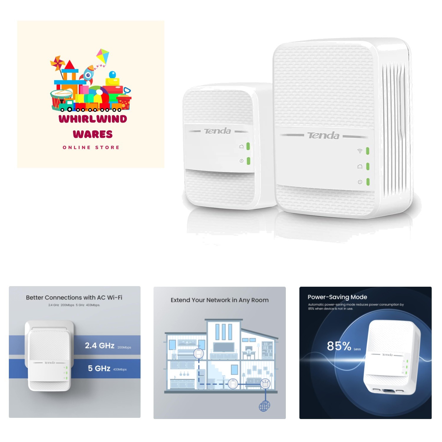 AV1000 WiFi Powerline Adapter Kit with Gigabit Ports, Powerline Extender with...