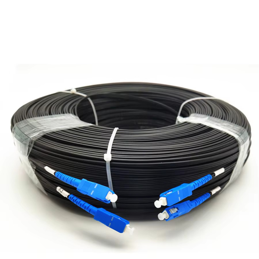 10m~70m SC UPC/APC Duplex FTTH Fiber Optic Patch Cord LSZH Singlemode Drop Cable