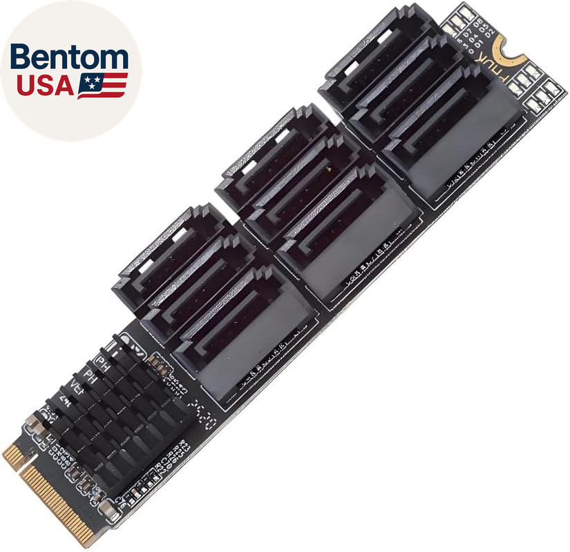 NGFF NVME M-Key PCI Express M.2 to SATA 3.0 6Gbps 9 Ports Adapter Converter Hard