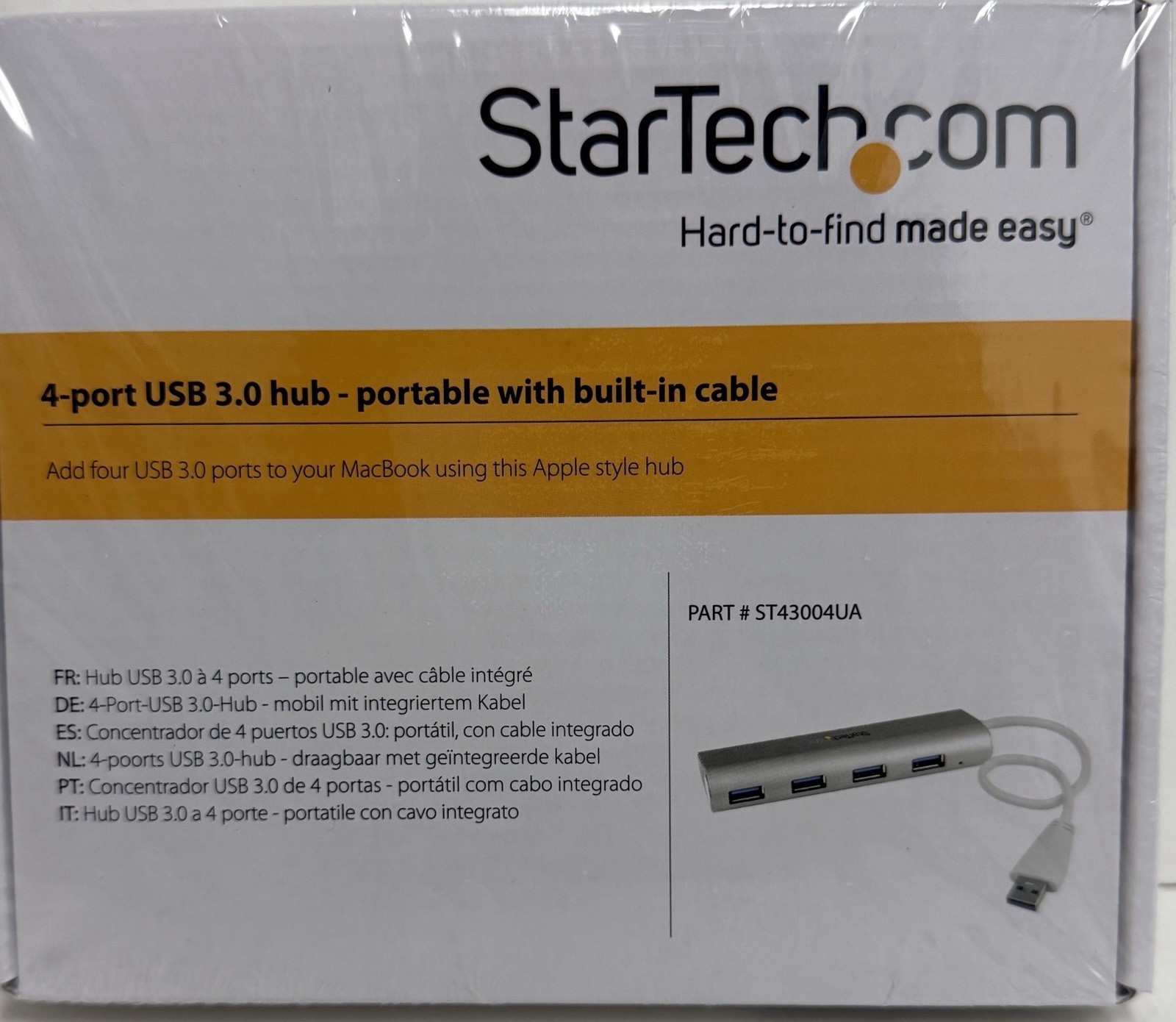 StarTech 4-Port Portable USB 3.0 Hub with Built-in Cable