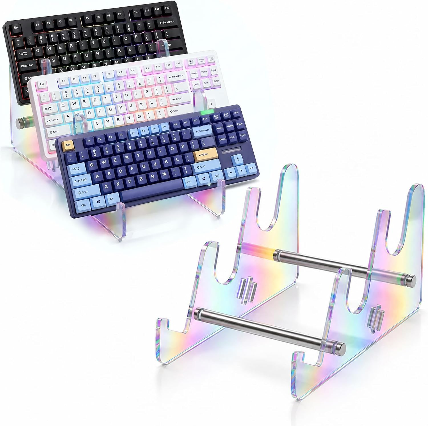 Sliner 2 Pcs Acrylic Mechanical Keyboard Display 3-Tier Stand Rack