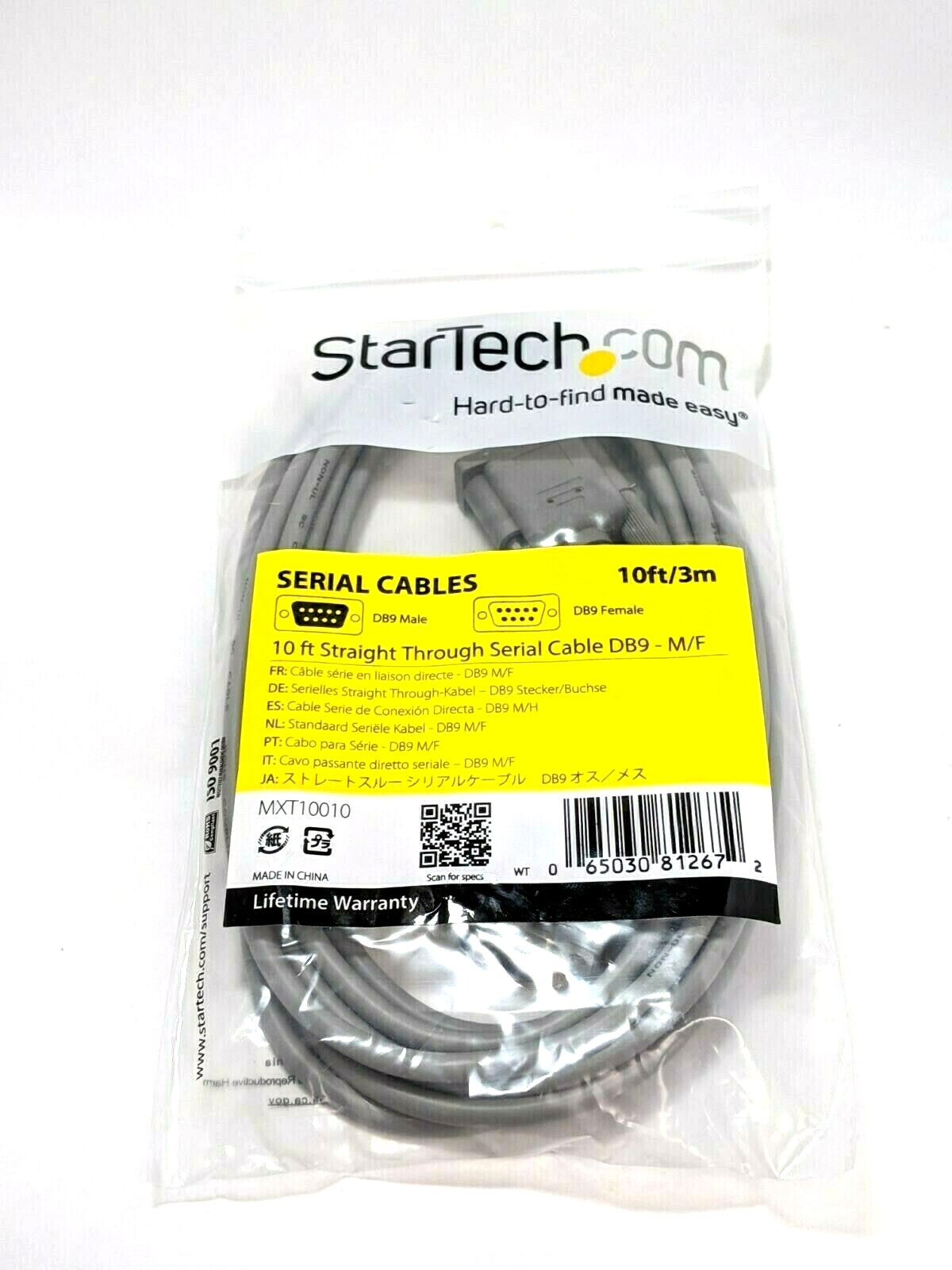 Startech MXT10010 Straight Through Serial Cable DB9-M/F 10ft