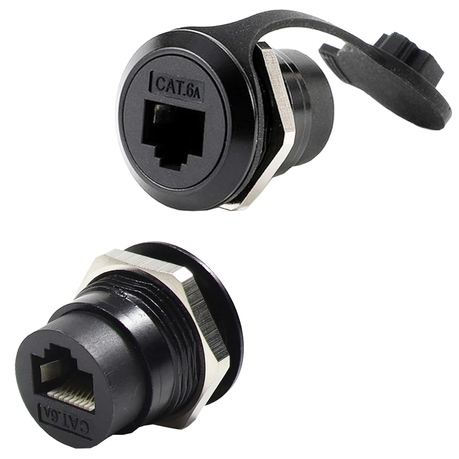 2Pack RJ45 Shielded Panel Mount Coupler, Ethernet LAN Pass through Connector, C