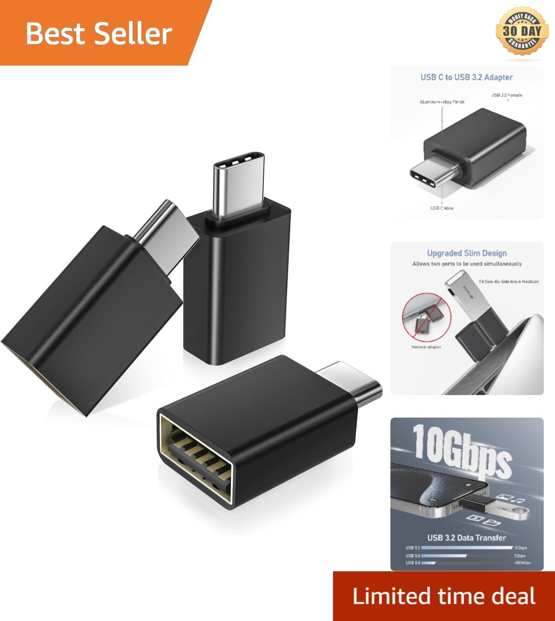 Versatile USB C to USB A Adapter 3-Pack: High Speed & Multi-Compatibility