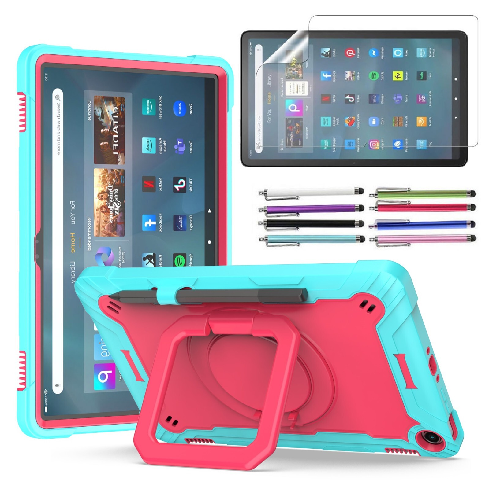 Hybrid Case For Amazon Fire Max 11 2023 Release Tablet with 360° Rotating Stand