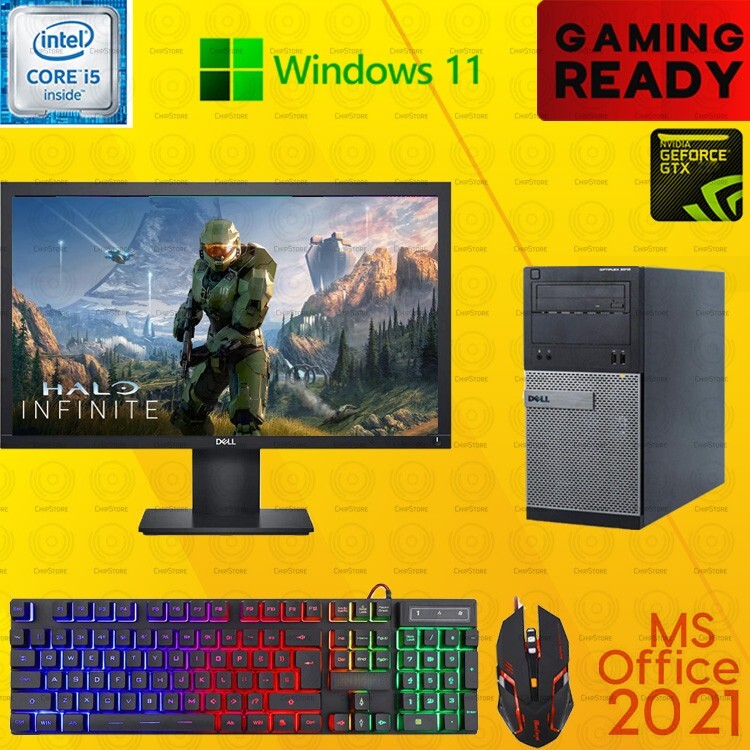 Dell i5 Gaming Desktop PC Computer Nvidia GT1030 Win11 16GB 2TB 23" LCD Office21