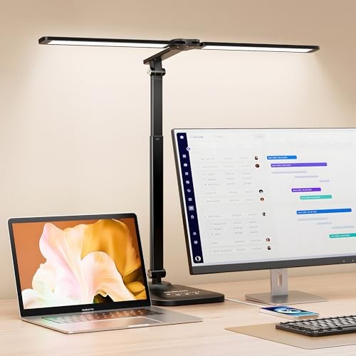 LED Desk Lamp for Office Home, Height Adjustable Architect Desk Light Black