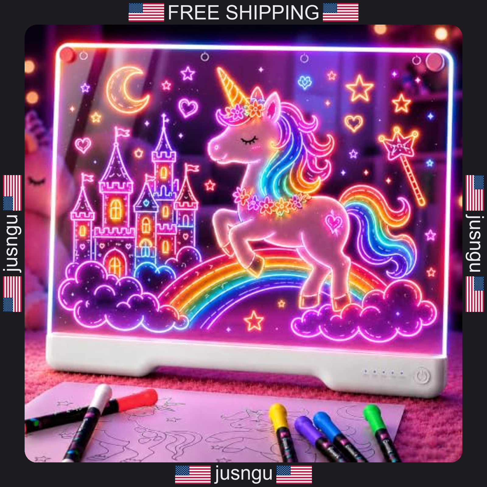 16-Inch Rechargeable LED Drawing Board with 9 Light Modes and Accessories