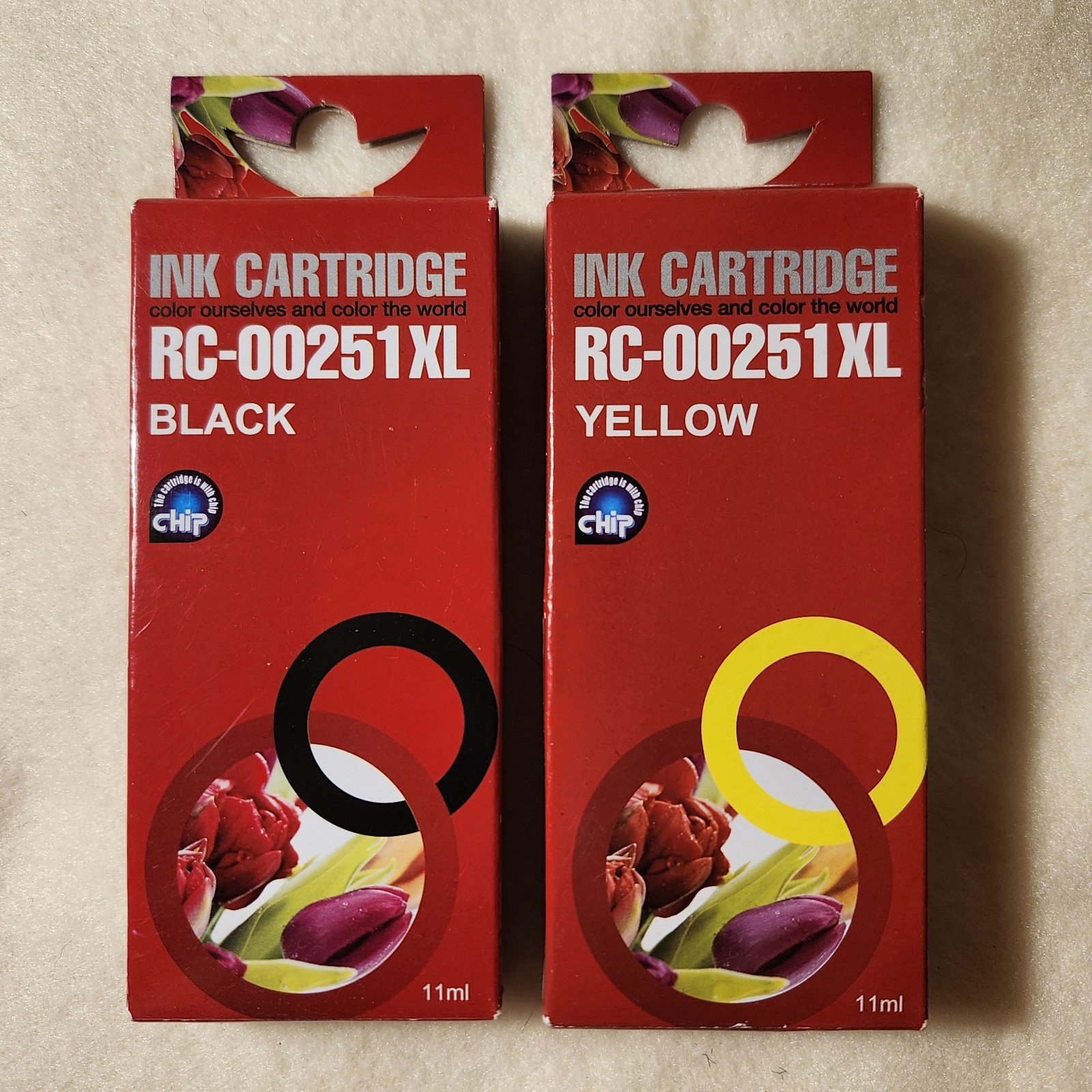 Inkjet Printer Ink Cartridge Black, Yellow  RC-00251XL 11 ml For Cannon PIXMA