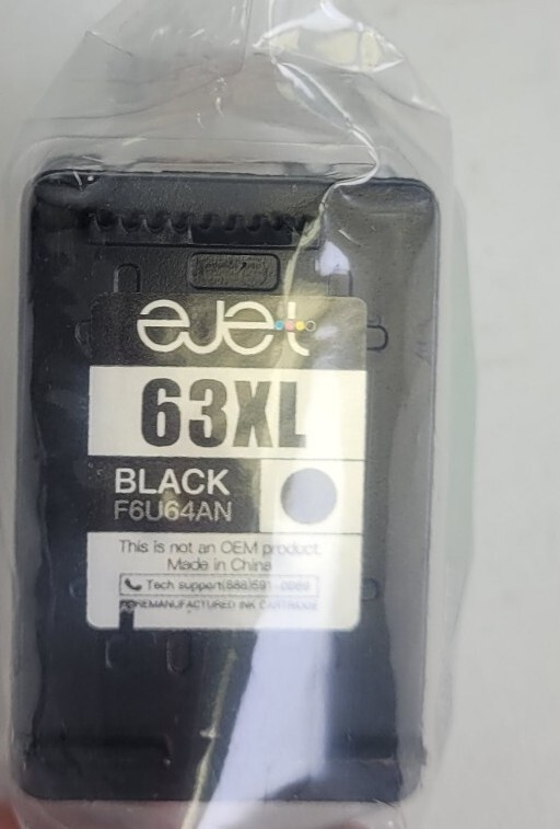Ejet Black Ink Cartridge Replacement for HP 63XL 63 XL - One Cartridge