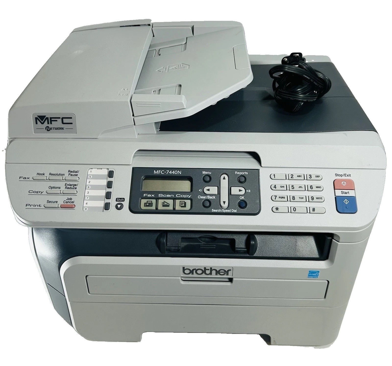 Brother MFC-7440N Laser All-In-One Printer Copier Scanner Fax Network W/toner