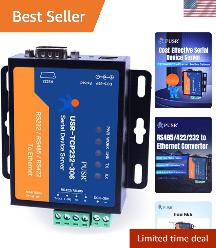 306 RS232 RS485 RS422 to Ethernet TCP  Modbus Gateway Serial Device Server Se...