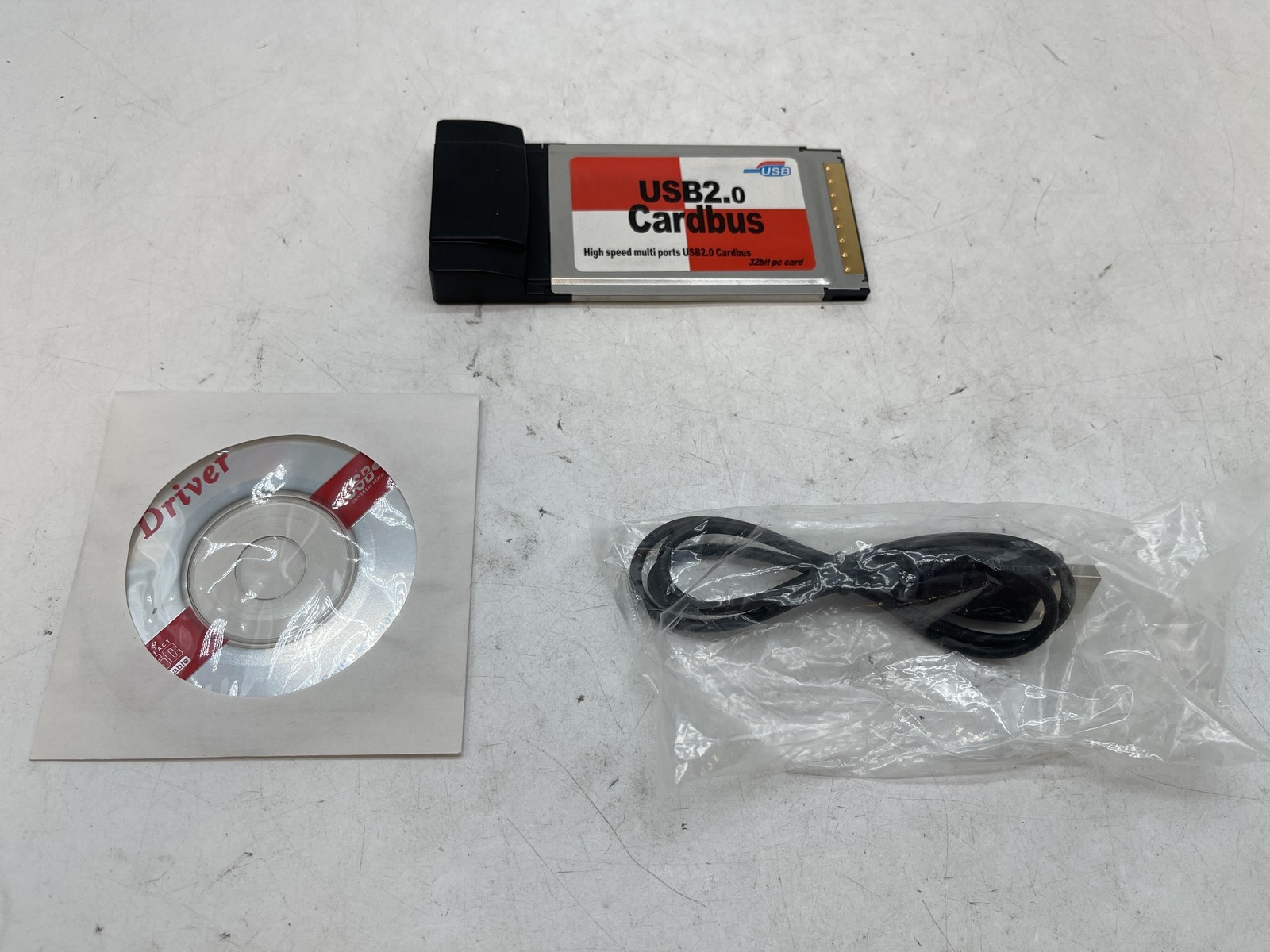 PCMCIA CardBus Dual Port USB 2.0 Card w/ Power Cable & Driver CD - Free S/H