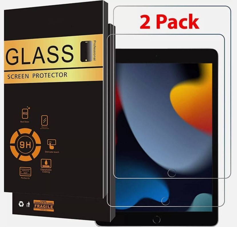 {2-Pack} Clear HD Tempered Glass Screen Protector For iPad 10.2 7th 8th 9th Gen