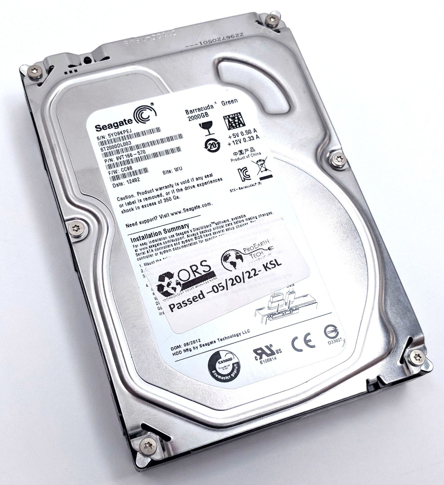 Seagate Barracuda Green 2TB 5900 RPM 64 MB Cache 3.5" Hard Drive HDD ST2000DL003