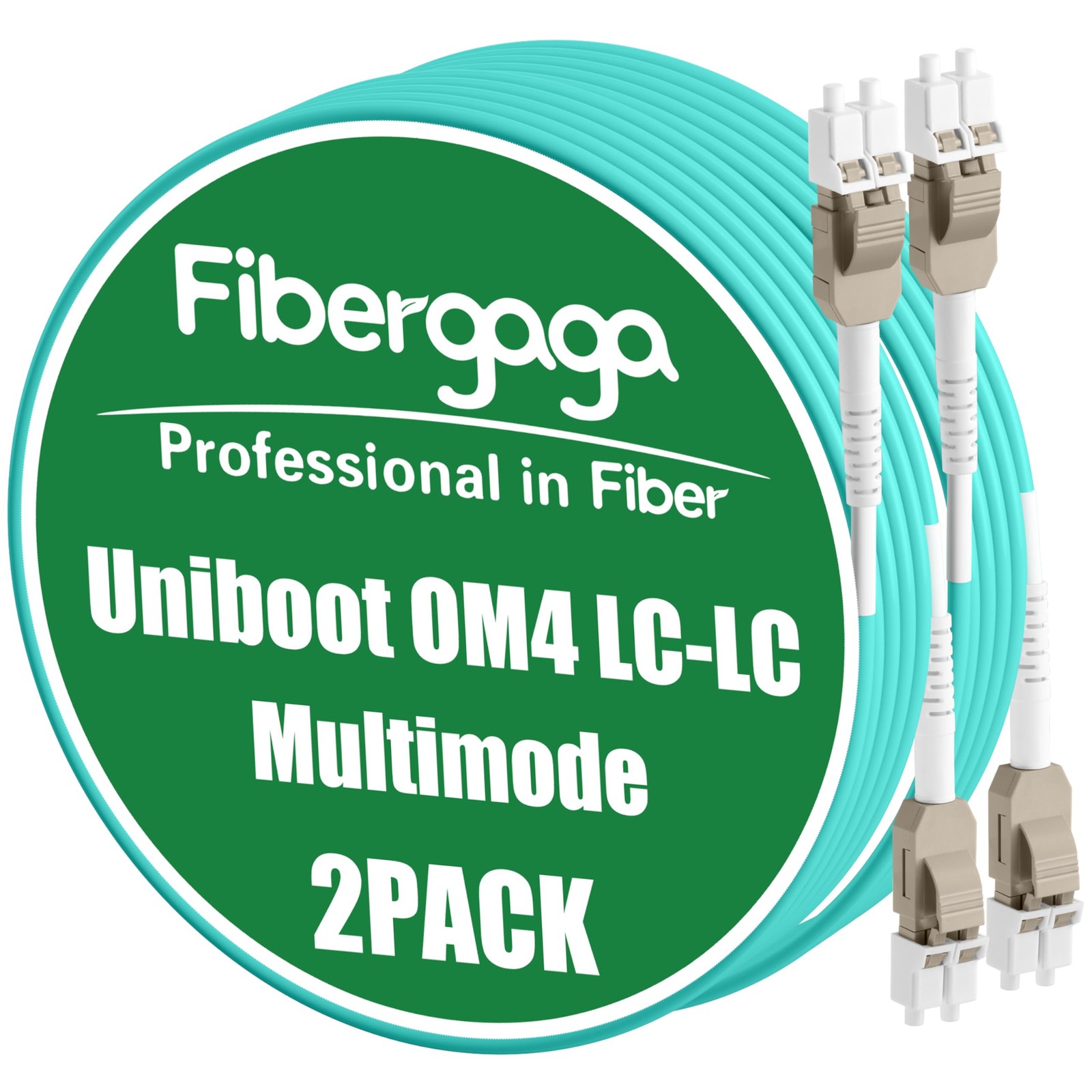 2 PCS Uniboot OM4 LC To LC Duplex Fiber Patch Cable MultiMode 10GB 2m 7ft