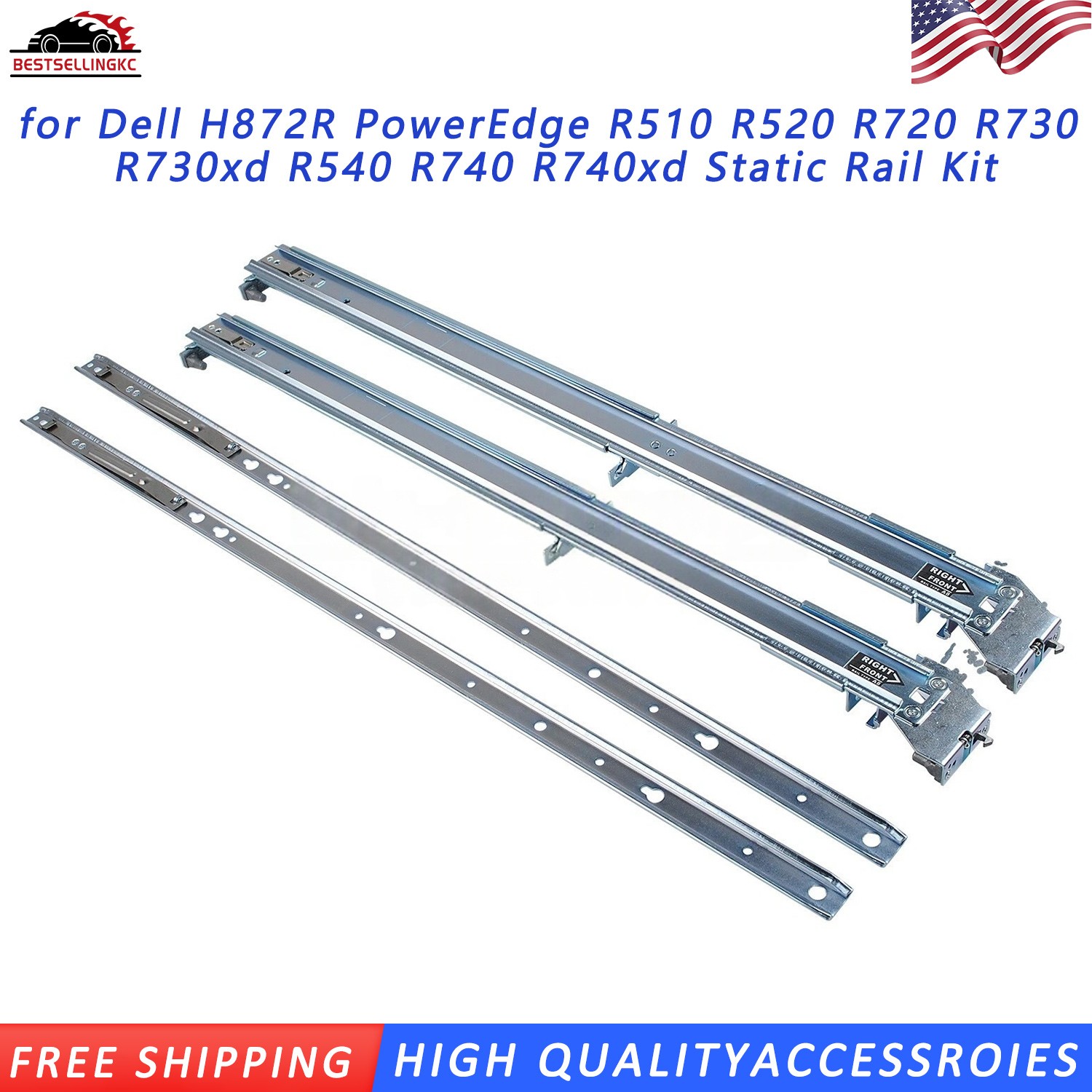 For Dell H872R PowerEdge R510/520 R720/730 R730xd R540 R740xd 2U Static Rail Kit