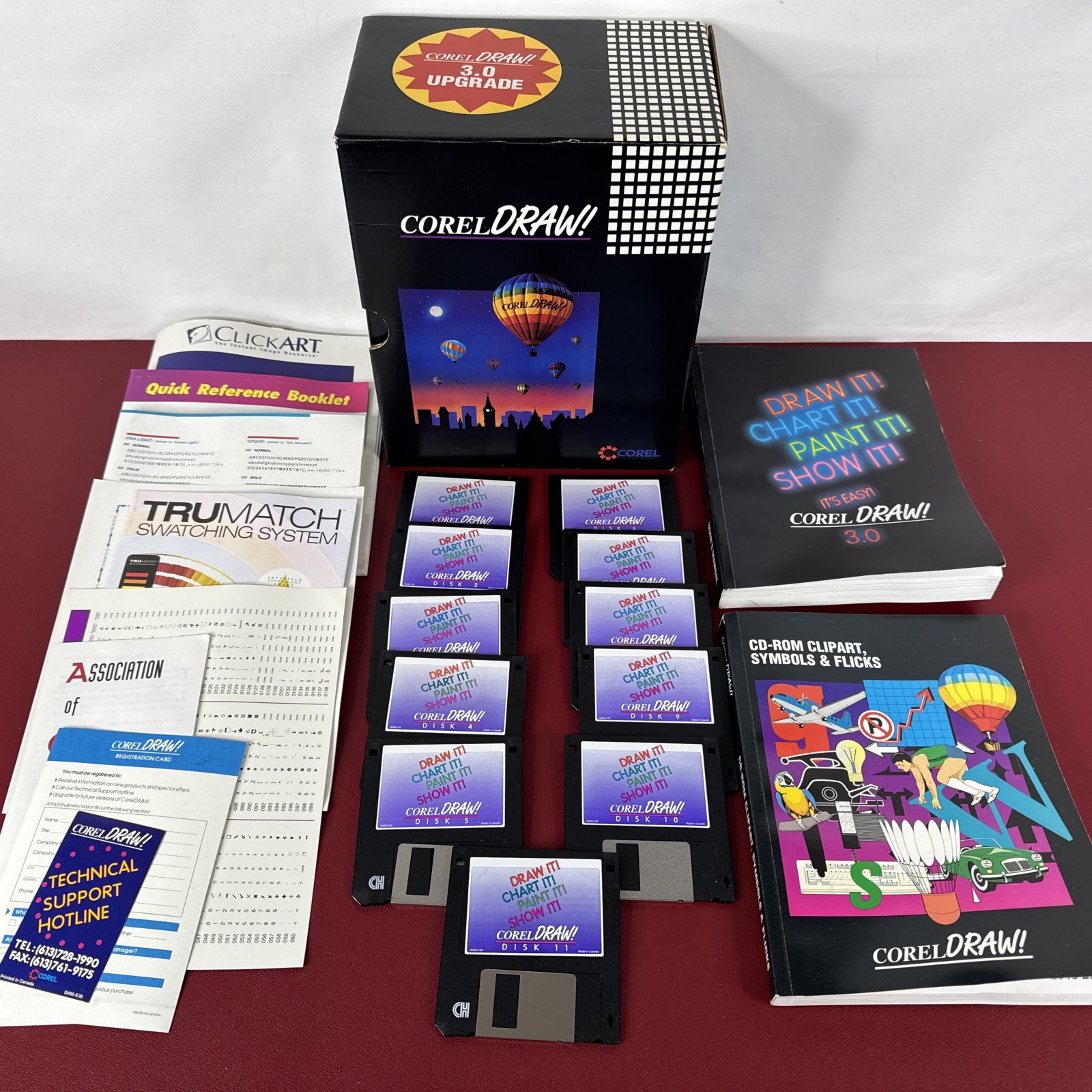 Corel DRAW 3.0 Upgrade 3.5" Floppy Software and Manuals