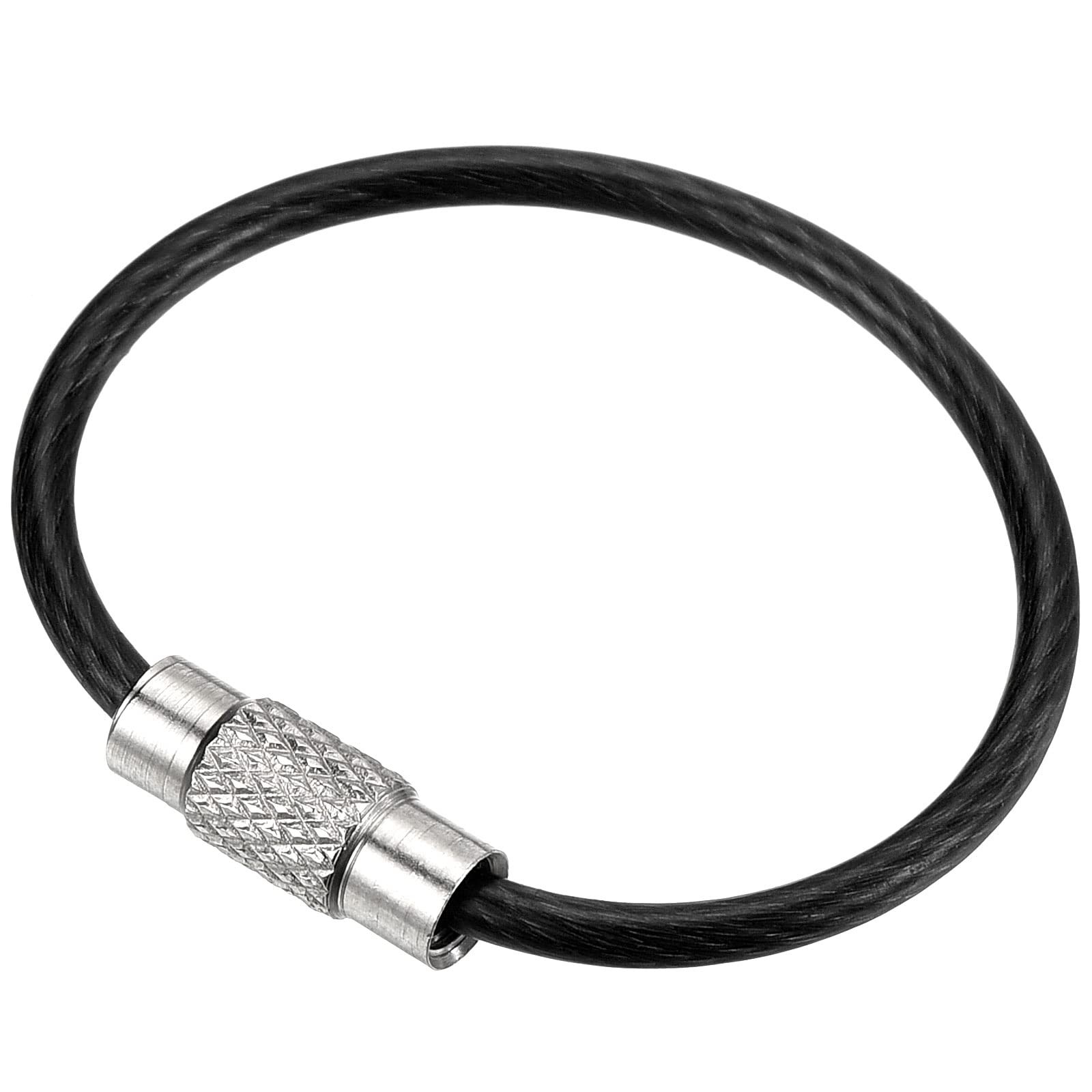 5Pcs 3.5" Wire Keychain Cable Stainless Steel Key Ring Loop Black